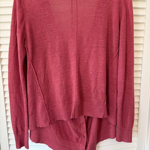 Garnet Hill women's cocoon cardigan sweater red pink linen medium buttons - Picture 6 of 9